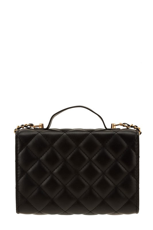 Diamond Quilted Rectangle Shape Crossbody Bag