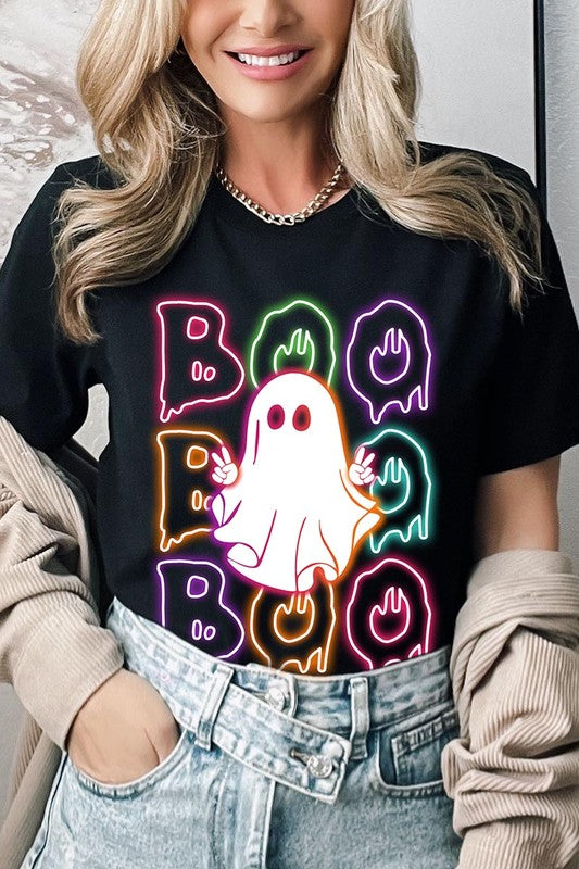 Boo Neon Halloween Ghost Graphic Tee