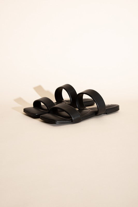 Soda Double Strap Slides BLACK/TAN