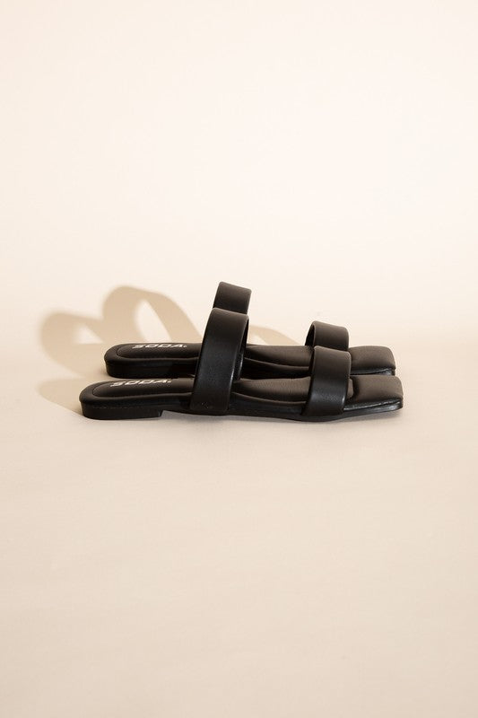 Soda Double Strap Slides BLACK/TAN