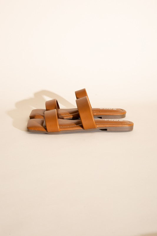 Soda Double Strap Slides BLACK/TAN