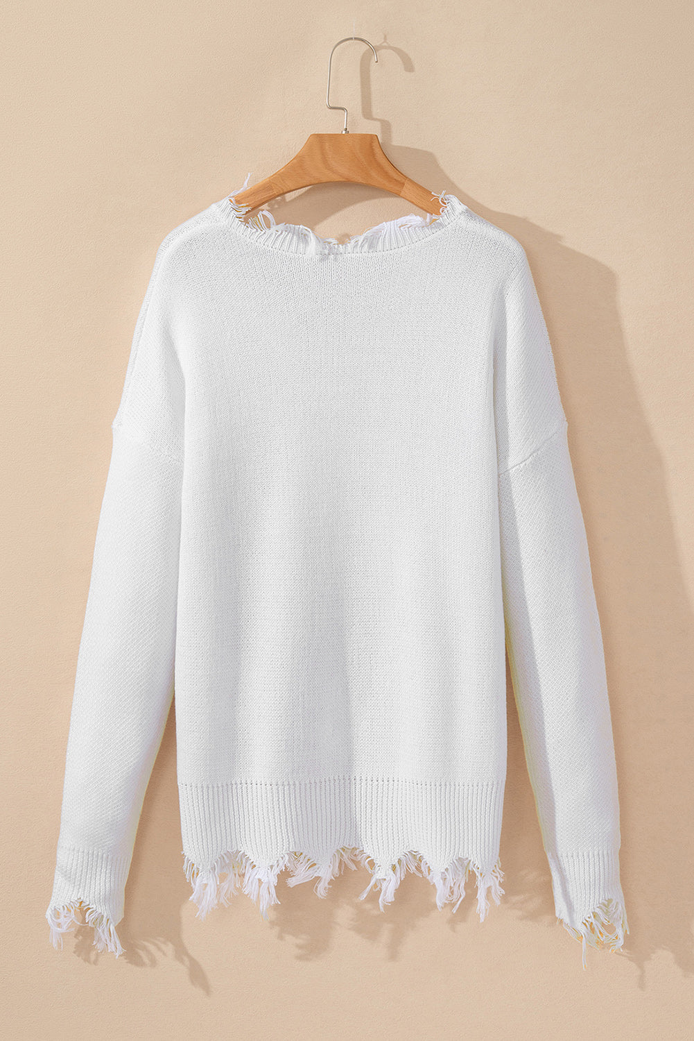 White Frayed Sequin Tiger Sweater