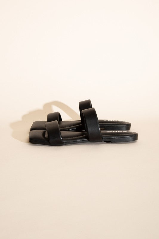 Soda Double Strap Slides BLACK/TAN