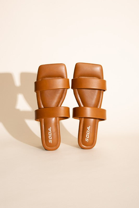 Soda Double Strap Slides BLACK/TAN