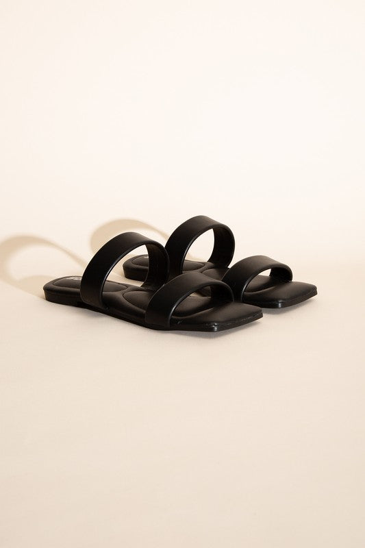 Soda Double Strap Slides BLACK/TAN