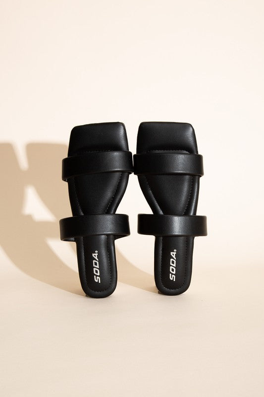 Soda Double Strap Slides BLACK/TAN