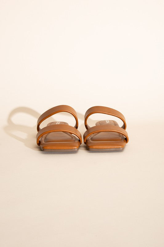 Soda Double Strap Slides BLACK/TAN