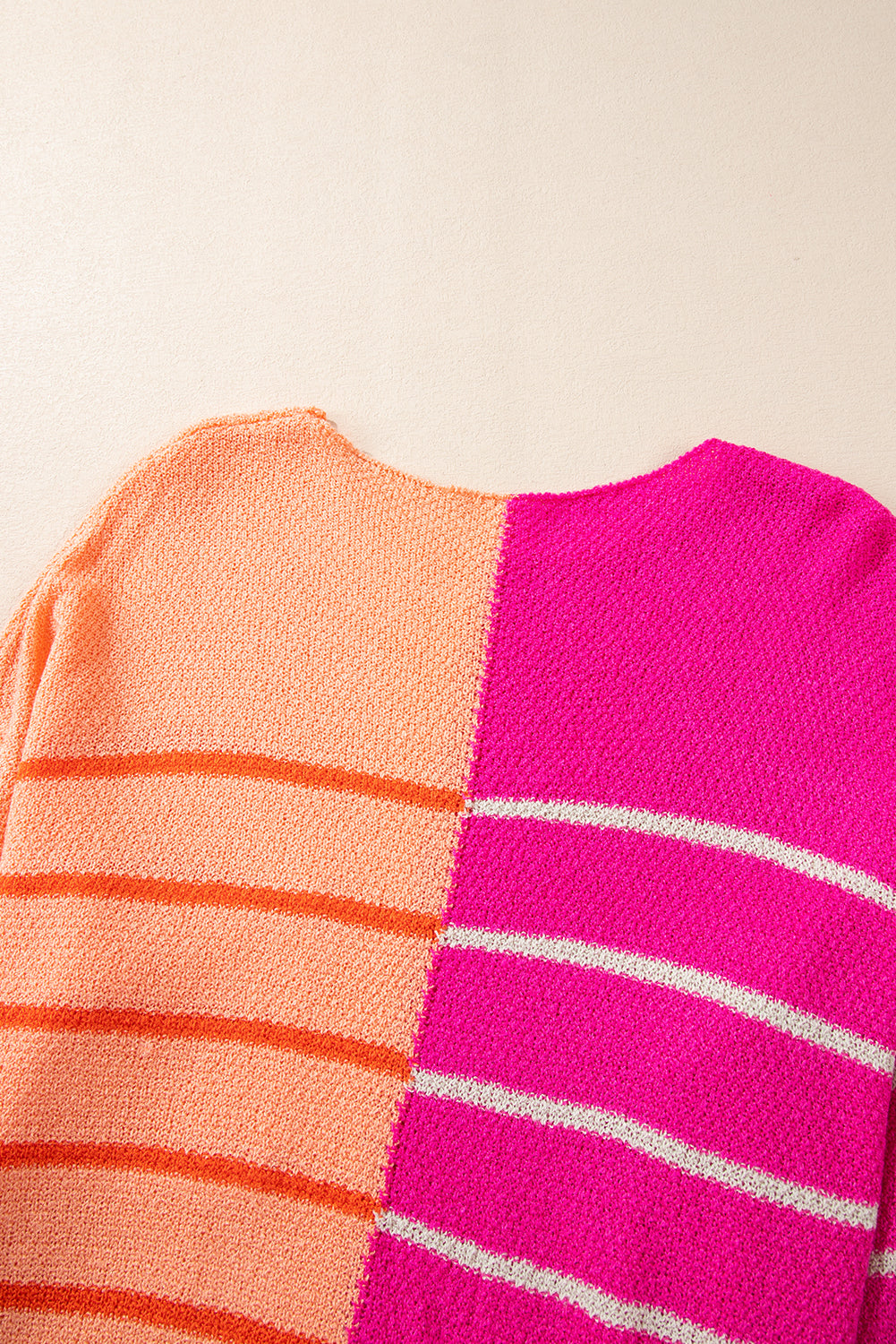 Multicolour Striped Color Block Loose Fit Knit Sweater