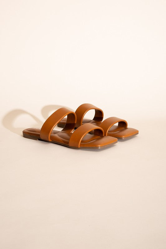 Soda Double Strap Slides BLACK/TAN