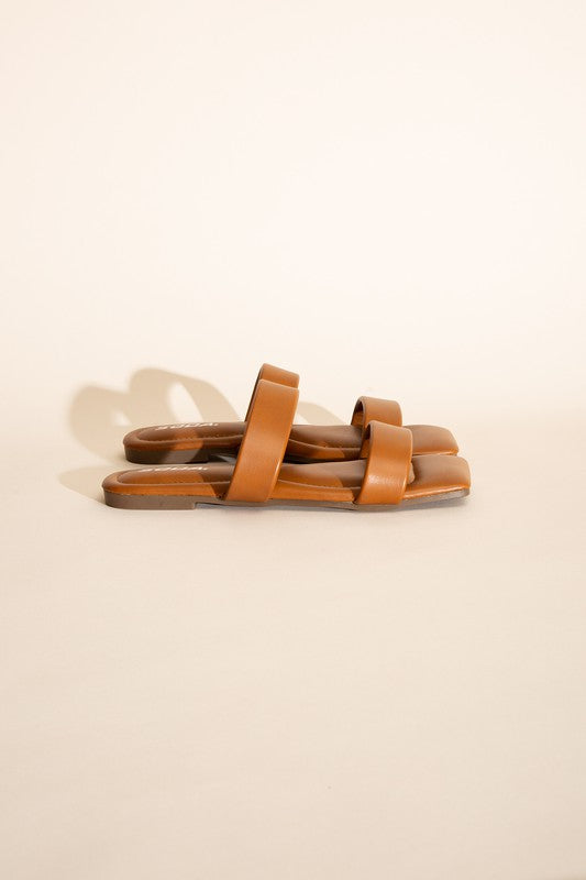 Soda Double Strap Slides BLACK/TAN